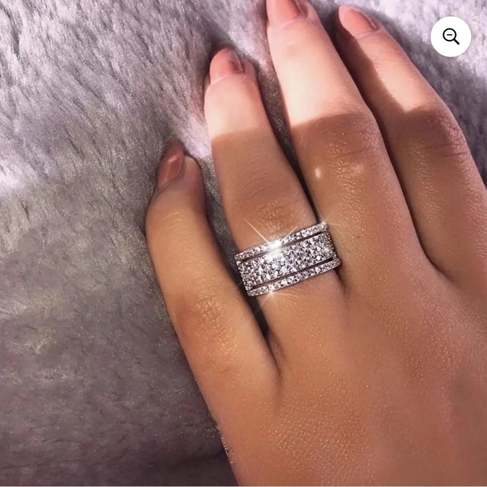 *NEW Sterling Silver Diamond Multi Eternity Ring